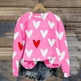 thumbnail image 2 of Diufon Hauts de la Saint-Valentin pour Femmes Manches Longues Col Rond Chandail Décontracté Tendance Mignon Imprimé Graphique Blouse, 2 of 7