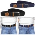 thumbnail image 4 of Pack de 2 cinturones elásticos tejidos para mujer azul + cinturón elástico negro para hombre para pantalones vaqueros, 4 of 5