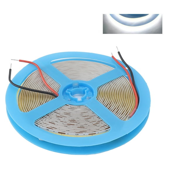 Tira de luz LED COB flexible de 12 V, autoadhesiva, 90 CRI, lámpara de cinta LED uniforme flexible, 110 lm, 5 m, luz blanca de 6000 K