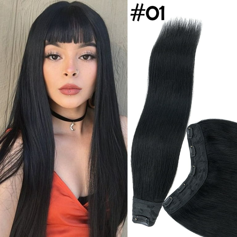 HAIRRO Clip In Hair Extensions V Shape U Part One Piece Clip in Remy Real Human Hair Extensions 3 4 Full Head Walmart