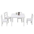 thumbnail image 1 of Wooden Kids Table and Chair Set, 5 Pcs Set Toddler Table and Chair Set (4 Chairs and 1 Activity Table), Child Art Table, Playroom Furniture, School Desk for 3+ Years Old Boy/Girl, White, W5527, 1 of 8