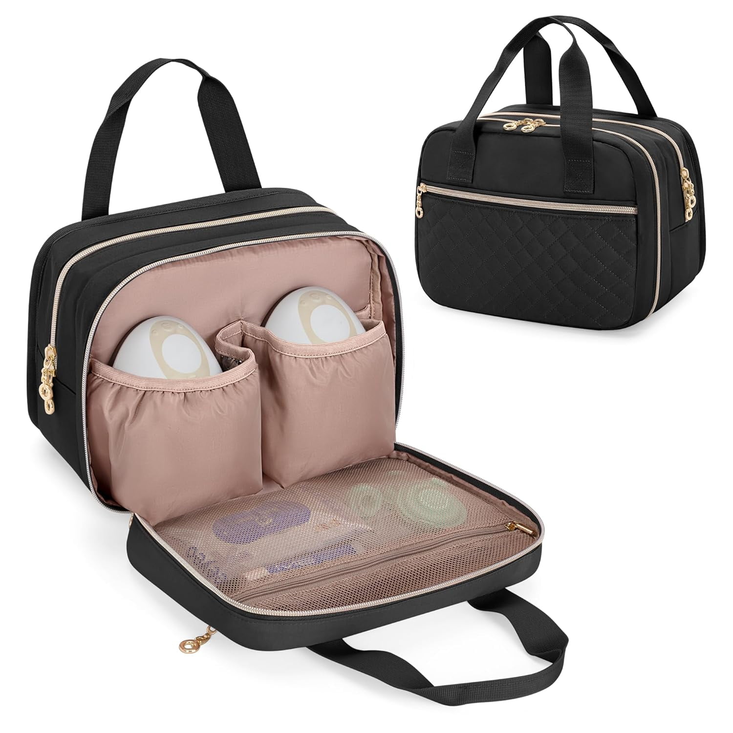 Damero Wearable Breast Pump Bag Compatible with Elvie, Willow and Momcozy Breast Pump, Carrying Case for Hand-Free Wearable Breast Pumps, Pump Parts and More, Pink