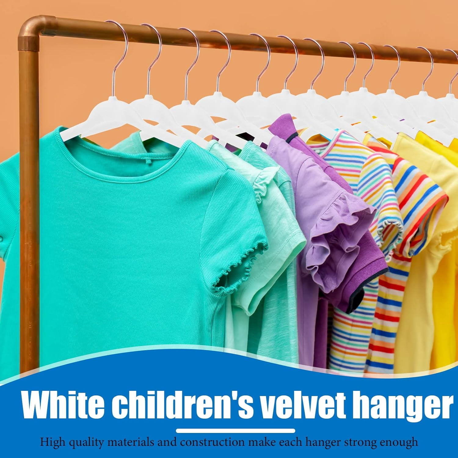 Anti-Slip, Lightweight, Space Saving White Velvet Infant Clothes Hangers, 100 Pieces
