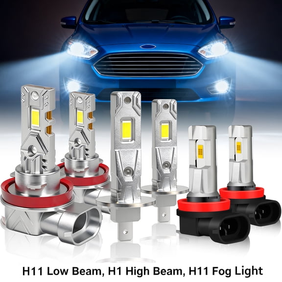 H1 H11 High&Low Beam for Ford C-Max 2013 2014 2015 2016 2017 2018 LED Headlights H11 Fog Lights 6X