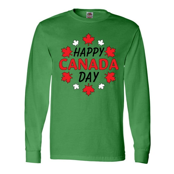 Inktastic Happy Canada Day- maple leaf circle Long Sleeve T-Shirt