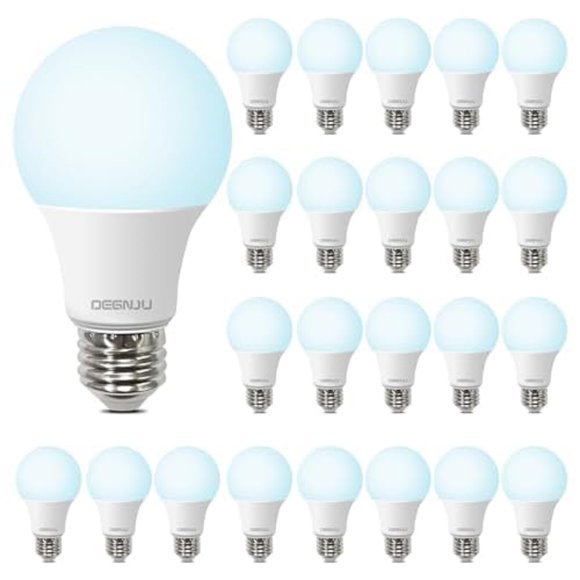 Bombillas LED DEGNJU Daylight, 5000 K, 8,5 W, 800 lm, E26, paquete de 24