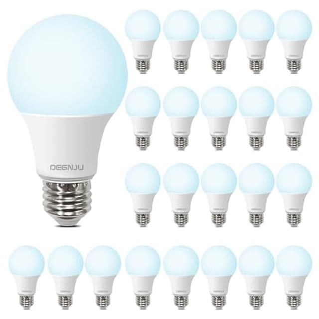 Bombillas LED DEGNJU Daylight, 5000 K, 8,5 W, 800 lm, E26, paquete de 24