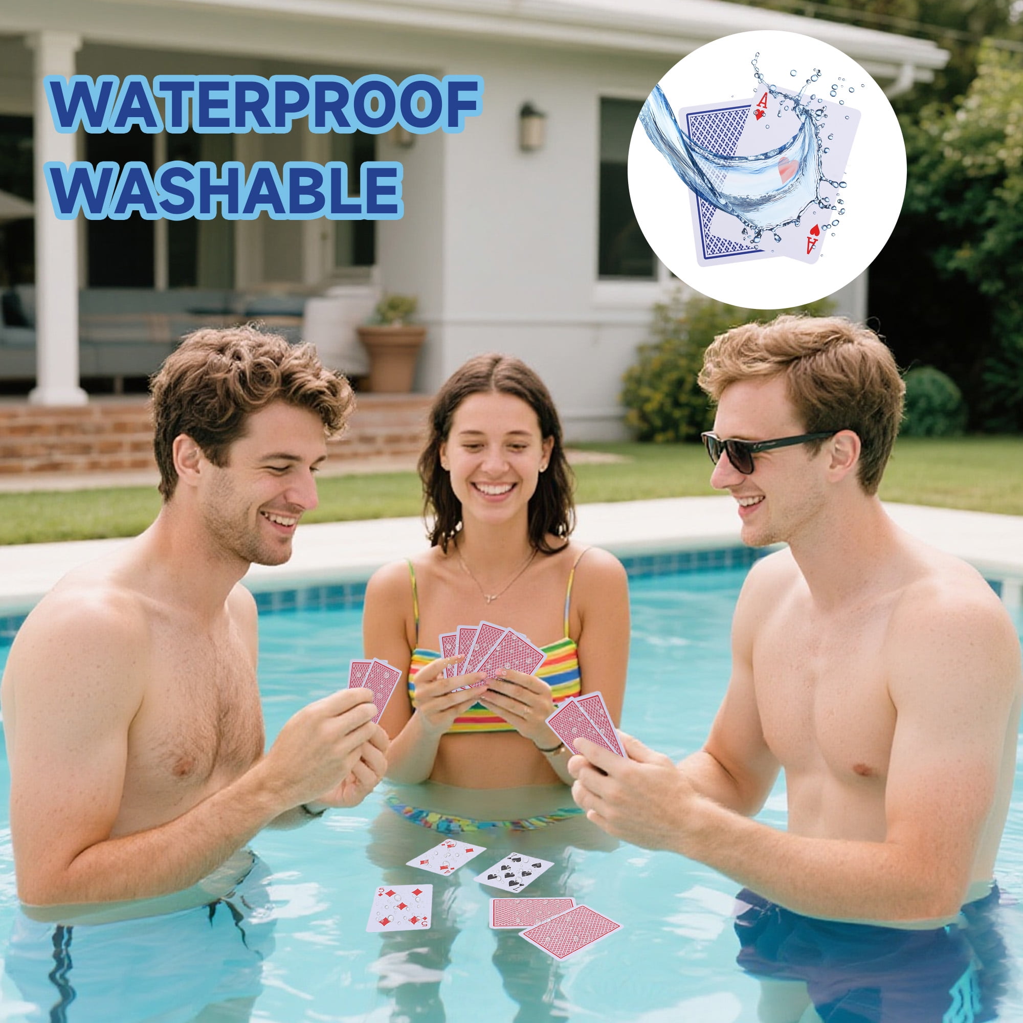 GSE Games & Sports Expert 12-Deck 100% Plastic Waterproof Playing Cards, Standard Regular Index, Bridge Size, Perfect for Outdoor Camping, Beach & Pool, Travel