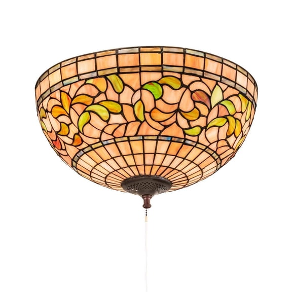 Meyda Tiffany 214929 Tiffany Turning Leaf 3 Light 16" Wide Semi-Flush Bowl Ceiling Fixture