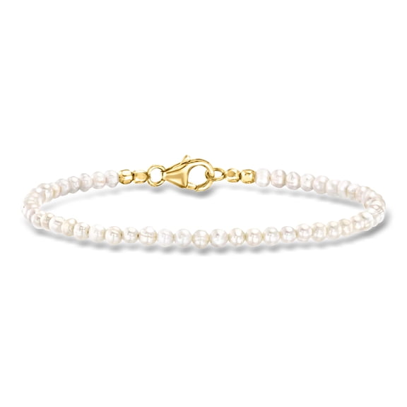 Ross-Simons 3-3.5mm Cultured Pearl Bead Bracelet in 18kt Gold Over Sterling, Women's, Adult