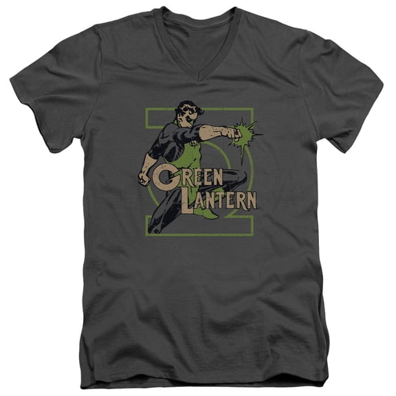 DC Comics Ring Power S/S Adult V-Neck T-Shirt 30/1 T-Shirt Charcoal