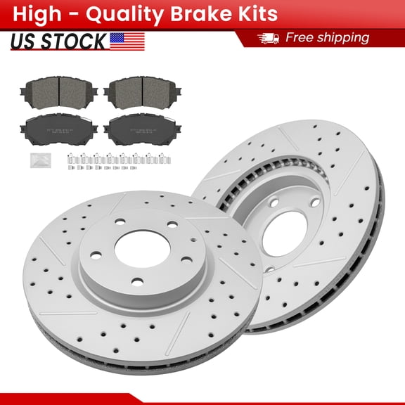 ACB ZONE 6PCS Front Brake Kits for 2014 - 2018 Mazda 6 All Models, Drilled Slotted Disc Brake Rotors and Ceramic Brake Pads (981026, 1711)