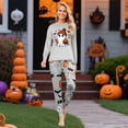 thumbnail image 2 of Family Pajamas Matching Sets - 2 Piece Halloween Ghost with Pumpkin Print Top & Pants Sleepwear for Family Halloween Nights Gray Pajamas for 2XL Pjs, 2 of 5