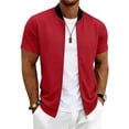 thumbnail image 2 of LIaqionyy Mens Short Sleeve Jacket Casual Summer Zip up Solid Color Outerwear Workout Jackets with Pocket, 2 of 8