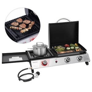 Royal Gourmet PD1305H 3-Burner Gas Griddle with Side Burner