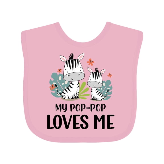 Inktastic Zebra My Pop-pop Loves Me Boys or Girls Baby Bib