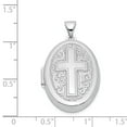 thumbnail image 3 of Sterling Silver Rhodium-plated Oval Cross Locket, 3 of 3
