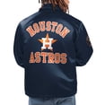 thumbnail image 2 of Men's Starter Navy Houston Astros Option Route Satin Full-Snap Jacket, 2 of 2