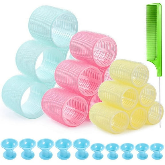 31 Pieces Hair Rollers Set Self-Handle Curler Set Self-Adhesive Curlers Curlers Velcro Rollers for Salon Hairdressers