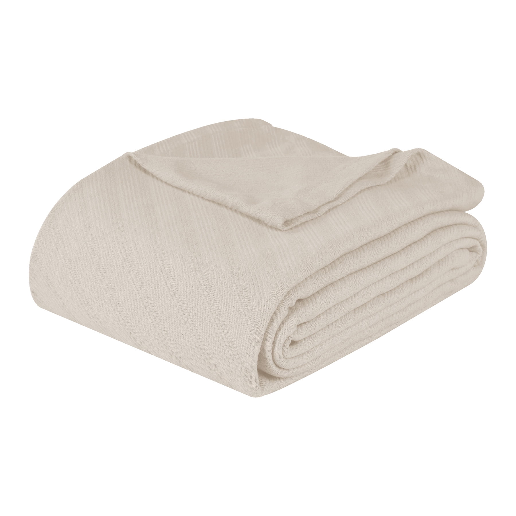 Superior Milan Cotton Textured Striped Woven Blanket, California King, Ivory