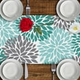 thumbnail image 2 of Green Table Runner 72 inches Long Dahlia Pinnata Flower Pattern Spring Summer Seasonal Farmhouse Kitchen Dining Table Decoration for Indoor Outdoor Home Party Decor (13 x 72 inch), 2 of 6