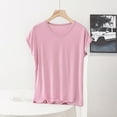 thumbnail image 2 of AKOEE Soft Sleep Shirts Cap Short Sleeve Plus Size Cotton Pajamas Tops for Women V Neck Casual Tshirts Loose (XL, Pink), 2 of 3