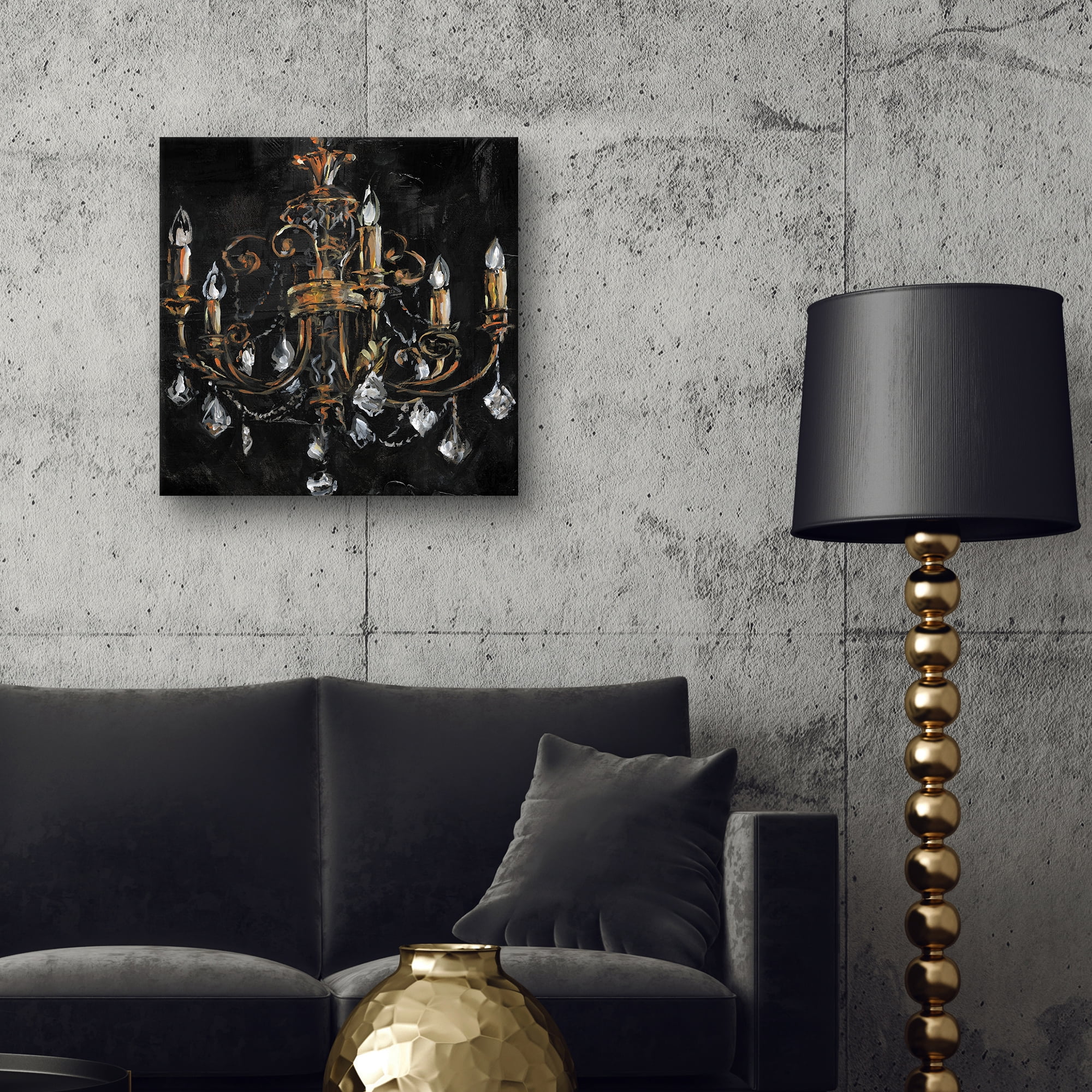 Golden Chandelier by Willowbrook Fine Art Canvas Art Print