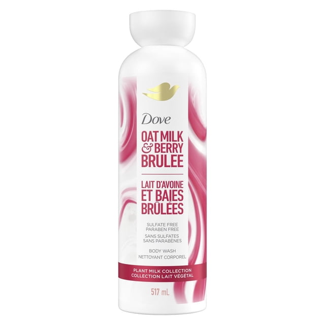 Dove Plant Milk Cleansing Body Wash for Moisturized Skin Oat Milk & Berry Brulee, and no Sulfate cleansers or Parabens, pH balanced