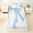 thumbnail image 3 of Erosebridal Blue Bowknot Twin Sheet Sets for Girls, Monogrammed M Bedding, 3pcs, 1 Flat Sheet, 1 Fitted Sheet and 1 Pillowcase, 3 of 5