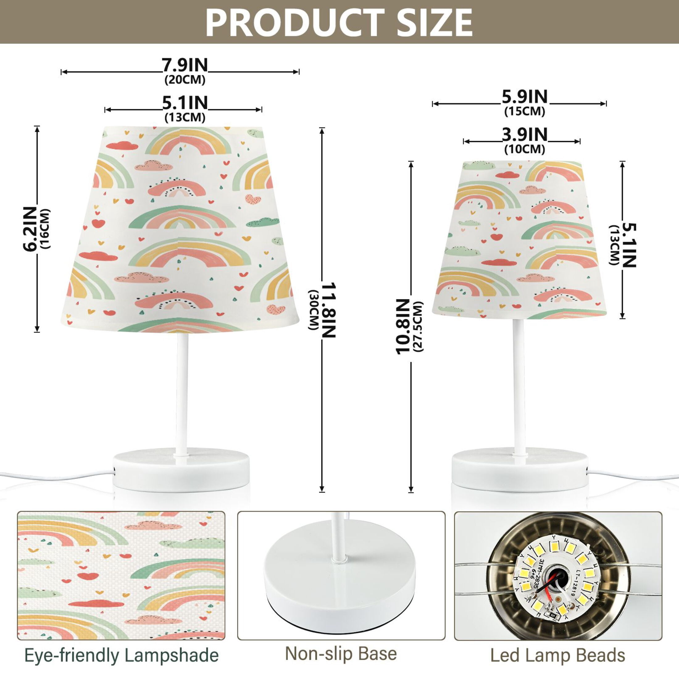 Ryvnso LED Bedside Table Lamp Rainbow Cartoon Clouds Bedroom Desk Lamps Nightstand Lampshade M