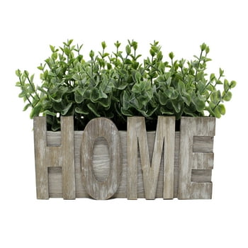 Mainstays 6.8" Artificial Eucalyptus Greenery  With Wood Box in Grey