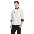 thumbnail image 3 of Toptie Unisex Classic Long Sleeve Button Chef Coat-Black White-3XL, 3 of 6