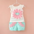 thumbnail image 2 of TOWED22 Kids Toddler Girl 2pcs Sweet Outfits Sleeveless Tank Shirts and Shorts Adorable Sets Summer Clothes Cotton Casual(Green,18-24 M), 2 of 5
