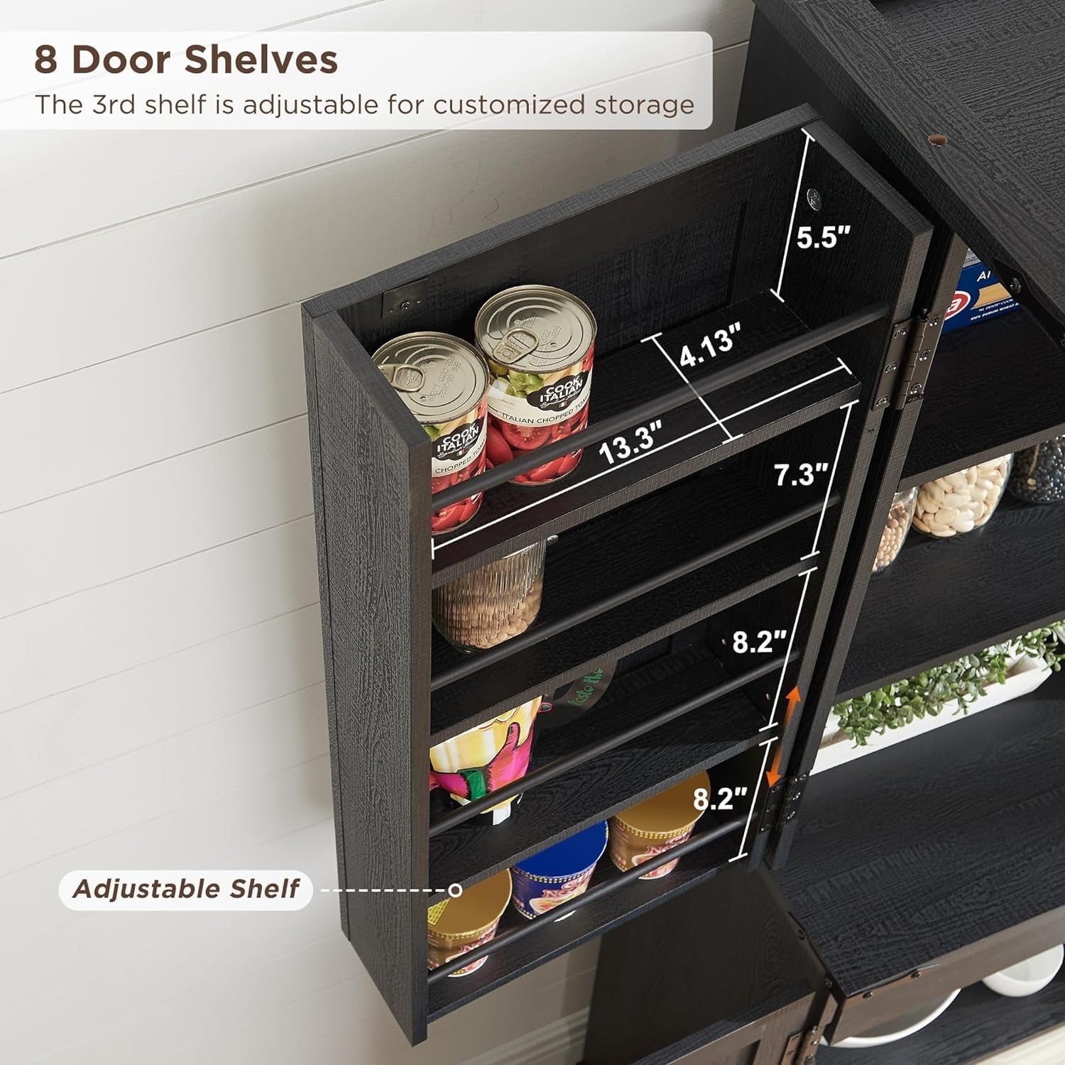 ACCOHOHO 72" Tall Kitchen Pantry, Farmhouse Storage Cabinet with Barn Doors, Drawer and Adjustable Shelves, Rustic Wood Cupboard for Kitchen, Dining Room, Bathroom, Black