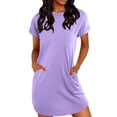 thumbnail image 4 of EKOUAER Tshirt Nightgowns for Women Slub-knit Sleepshirt Soft Night Gown Short Sleeve Sleepwear Night Dress with Pockets, 4 of 6