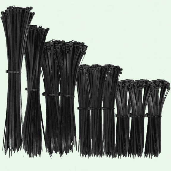 Mixed Pack of 1000 Black Nylon Cable Ties, Heavy Duty, Self-Locking, Assorted Sizes