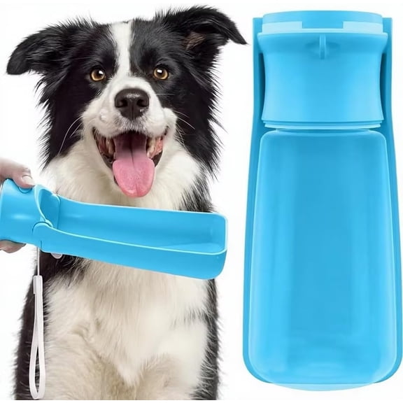 Portable Dog Water Bottle 19oz – Leak Proof Travel Dispenser with Foldable Bowl for Large & Medium Dogs