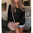 thumbnail image 2 of Tops de manga larga con cuello en V tops casuales de gofre para mujer para club para mujer para vacaciones Crtynell Otros, 2 of 6