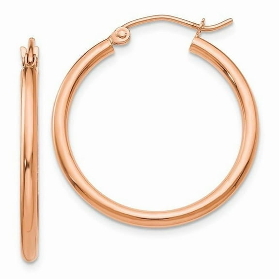 Primal Gold 14K Rose Gold 2mm Lightweight Tube Hoop Earrings