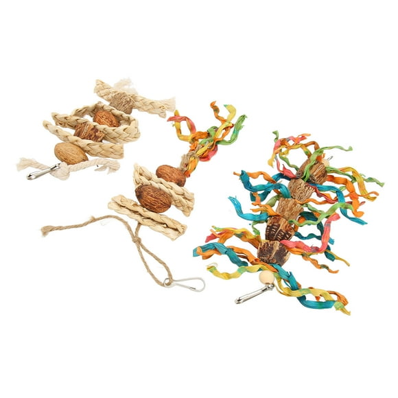 Bite Toys, Nuts Hemp Rope Corn Husk Sharpen Bird Beaks 3Pcs Bird Chewing Toys Bite Resistant For Birds For