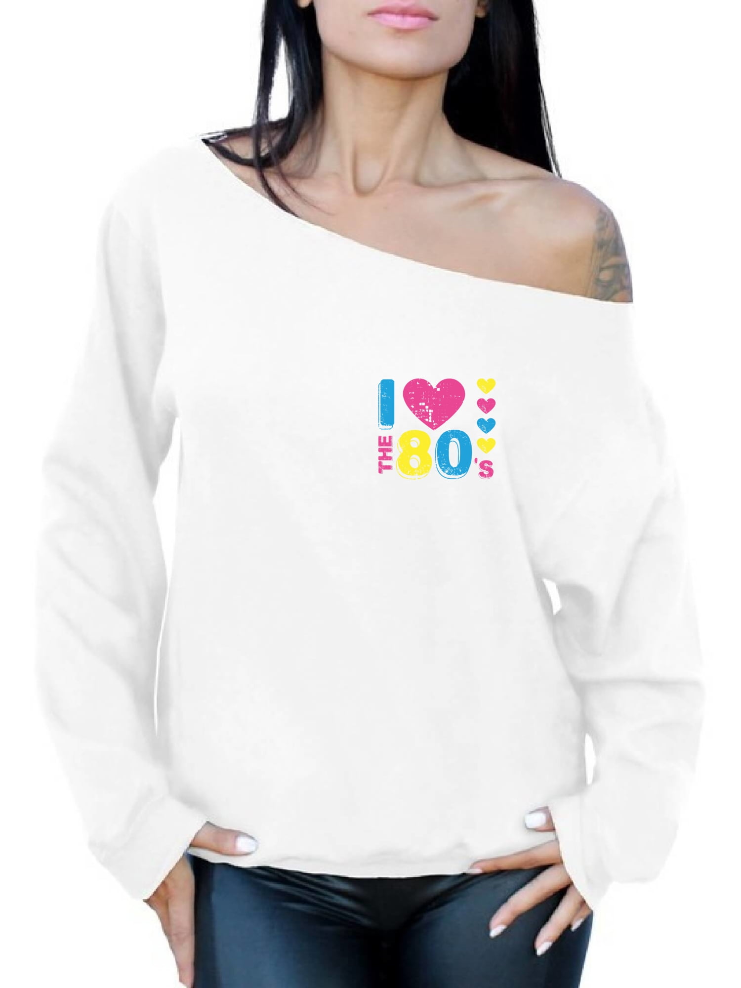 off the shoulder sweatshirt 80s