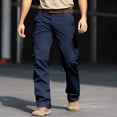 thumbnail image 2 of Awwp Mens Pants, Cargo Hiking Pants Plain Comfort Wearable Casual Daily Pants for Men Navy XL, 2 of 9