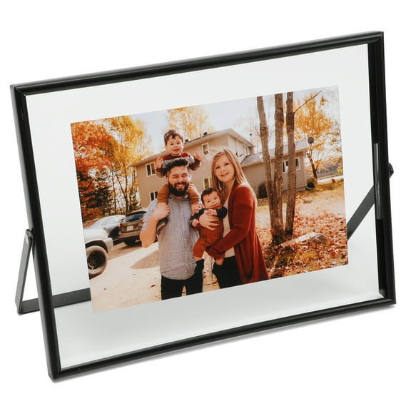 AhaGo 6x8 Black Floating Picture Frame, Horizontal, For Photo 6x8, 5x7, 4x6, Classy For Festival, Wedding
