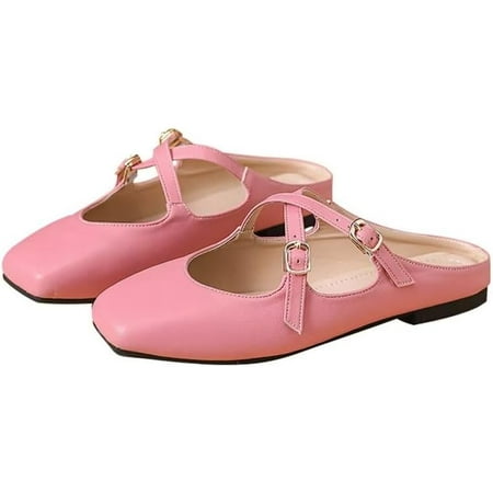

Pfhytec LU Mary Jane for Women Sqaure Toe Ballet Flats Strappy Low-Heels Stylish Comfortable Flat Shoes Cute Dress Wedding Shoes