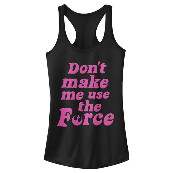 Junior's Star Wars Don't Make Me Use the Force Racerback Tank Top Black 2X Large