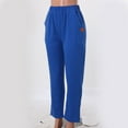 thumbnail image 5 of WTXUE Women's Pants, Womens Trousers Women High Waisted Wide Leg Pants Drawstring Elastic Trousers Comfy Straight Leg Long Pants with Pockets, Slacks Pantalones De Mujer, 2-Blue, 5 of 6