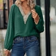 thumbnail image 2 of Ohufall Womens Tops, Women's Fashion Casual Spring Summer Long Sleeve V-Neck Blouses & Shirts Womens Fashion, 2 of 7