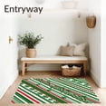 thumbnail image 3 of ODIKA 6'x9' Machine Washable Non-Slip Area Rug, Festive Cane Stripes with Stylized Snowflakes and Evergreen Sprigs High Traffic Rug, Green, 739465, 3 of 7
