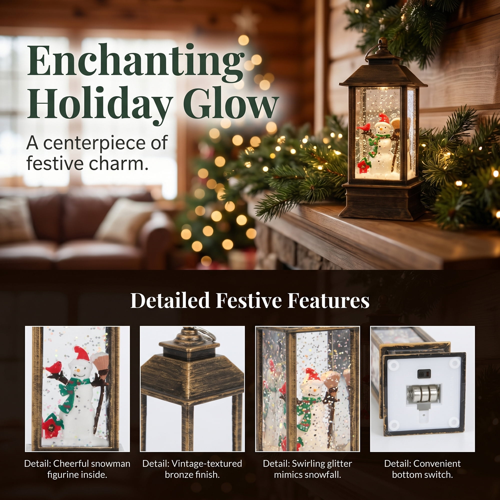 Unique Bargains Christmas Light Up Crystal Ball Mini LED Glitter Sphere Orb Brown Style G