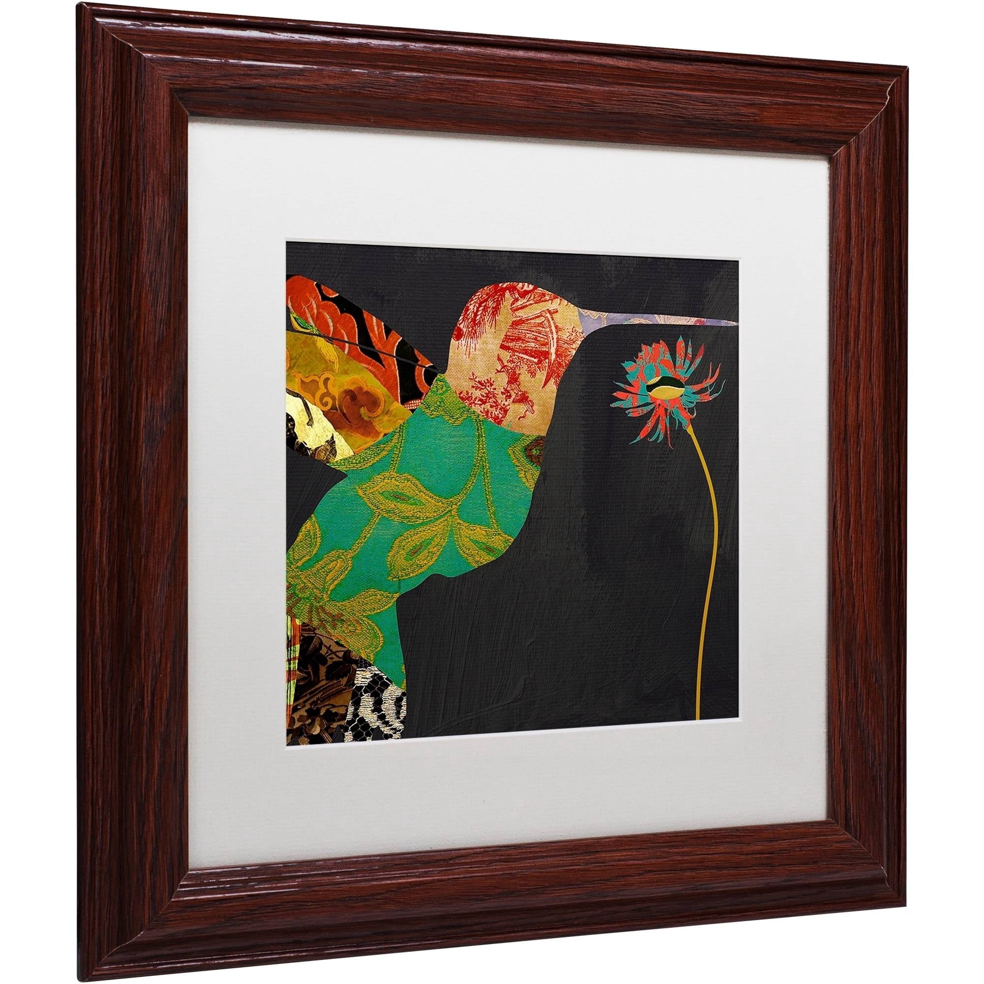 Trademark Fine Art "Hummingbird Brocade IV" Canvas Art by Color Bakery White Matte, Wood Frame